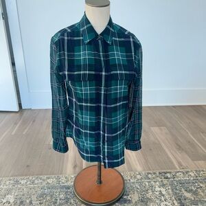 Equipment female silk plaid blouse button up